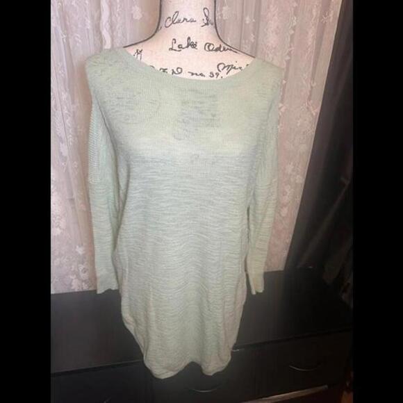 Express Light Green Open Shoulder Sweater - Picture 1 of 3